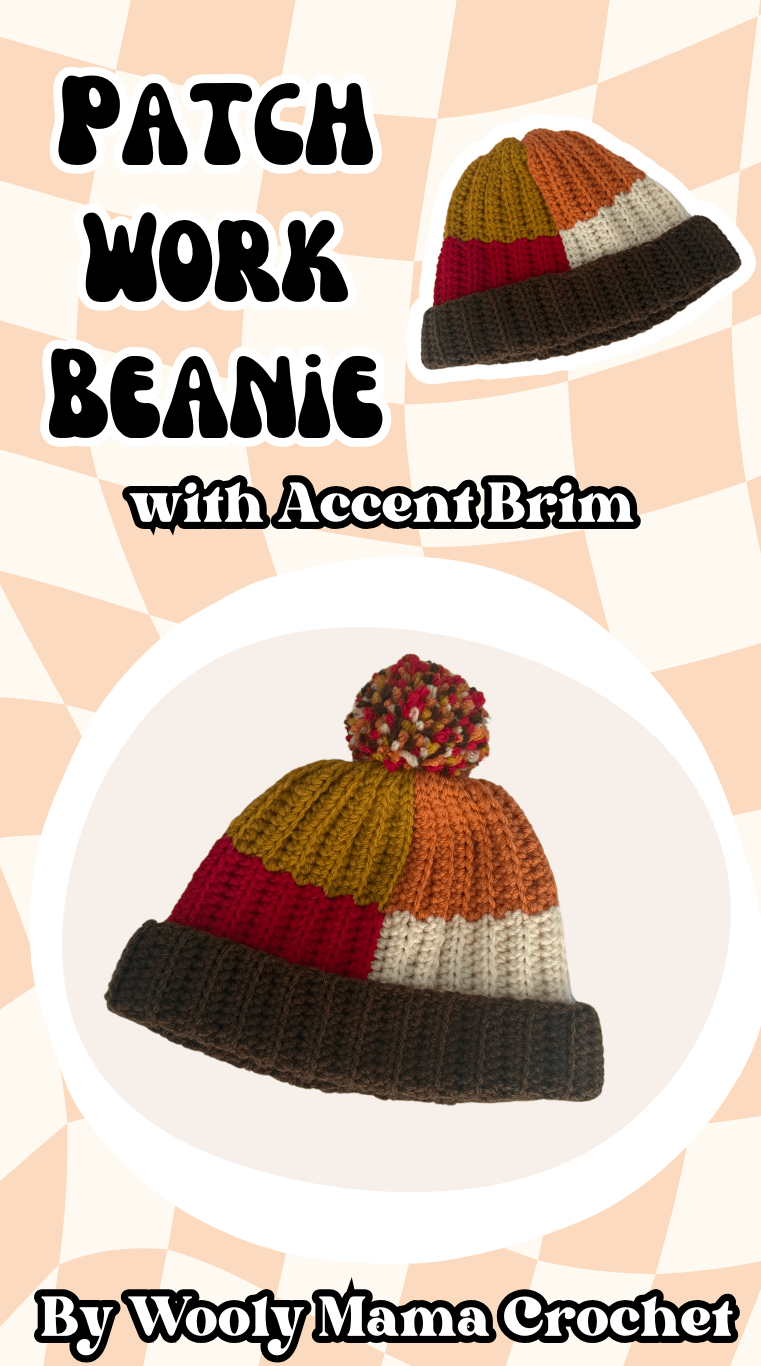 Patchwork with Accent Brim Beanie! A Free Crochet Pattern photo 1