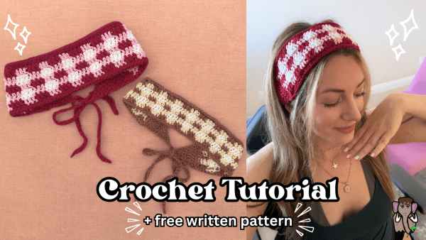 Picnic Headband: How to Crochet Gingham Headband with Video Tutorial photo 4