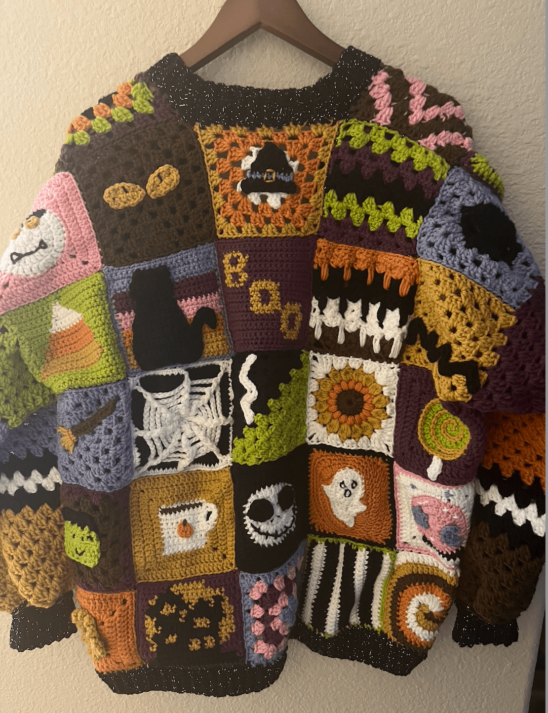 Viral Patchwork Crochet Halloween Cardigan | Free Pattern photo 2