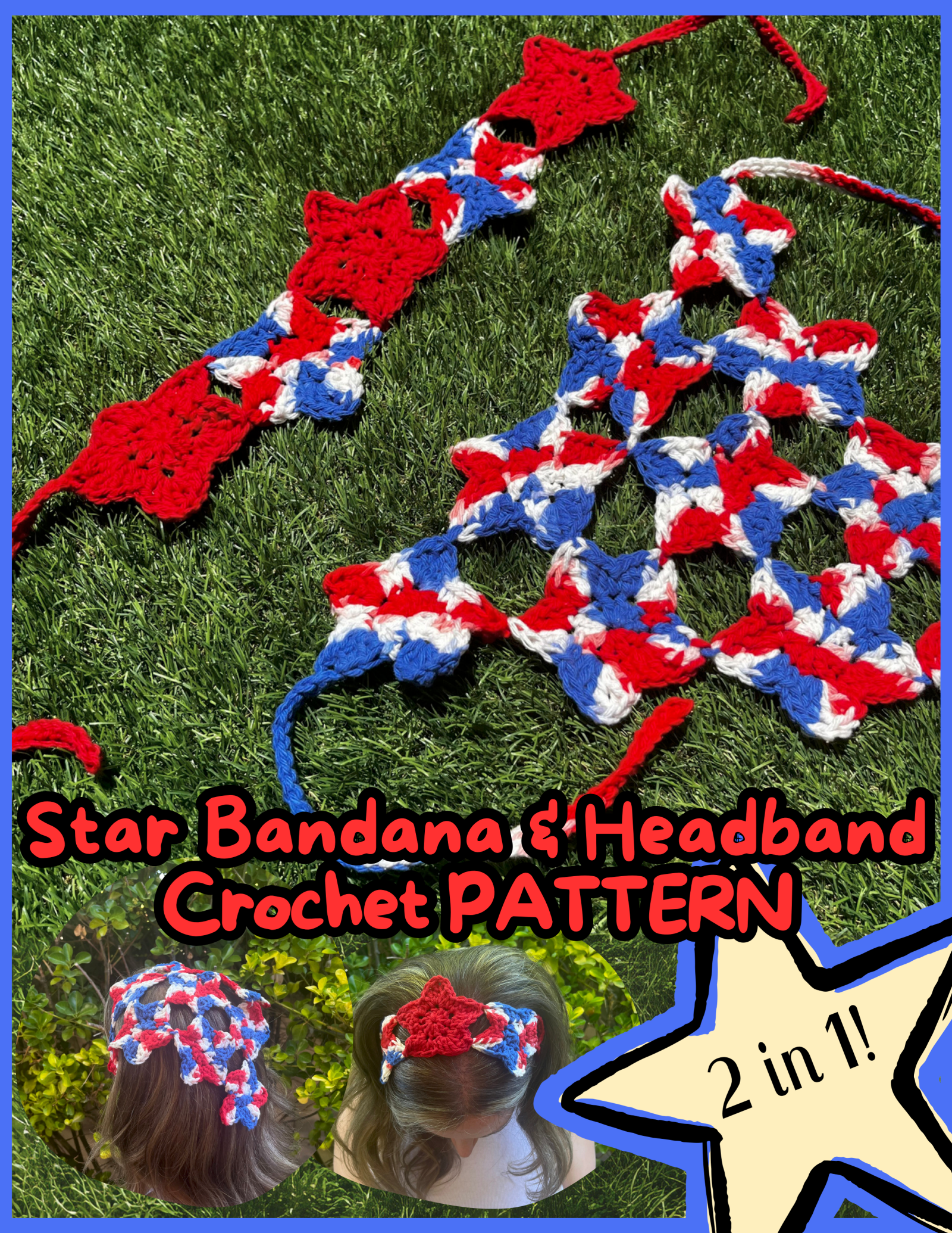 Crochet Star Bandana/Headband | Free Pattern photo 1